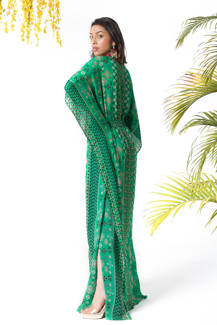 Green Printed Kaftan