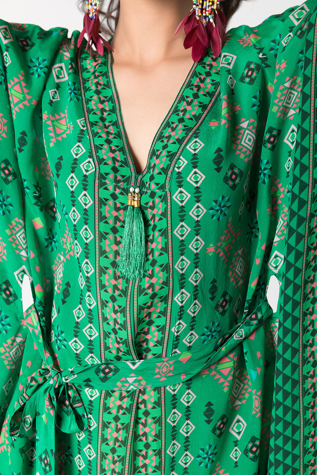 Green Printed Kaftan