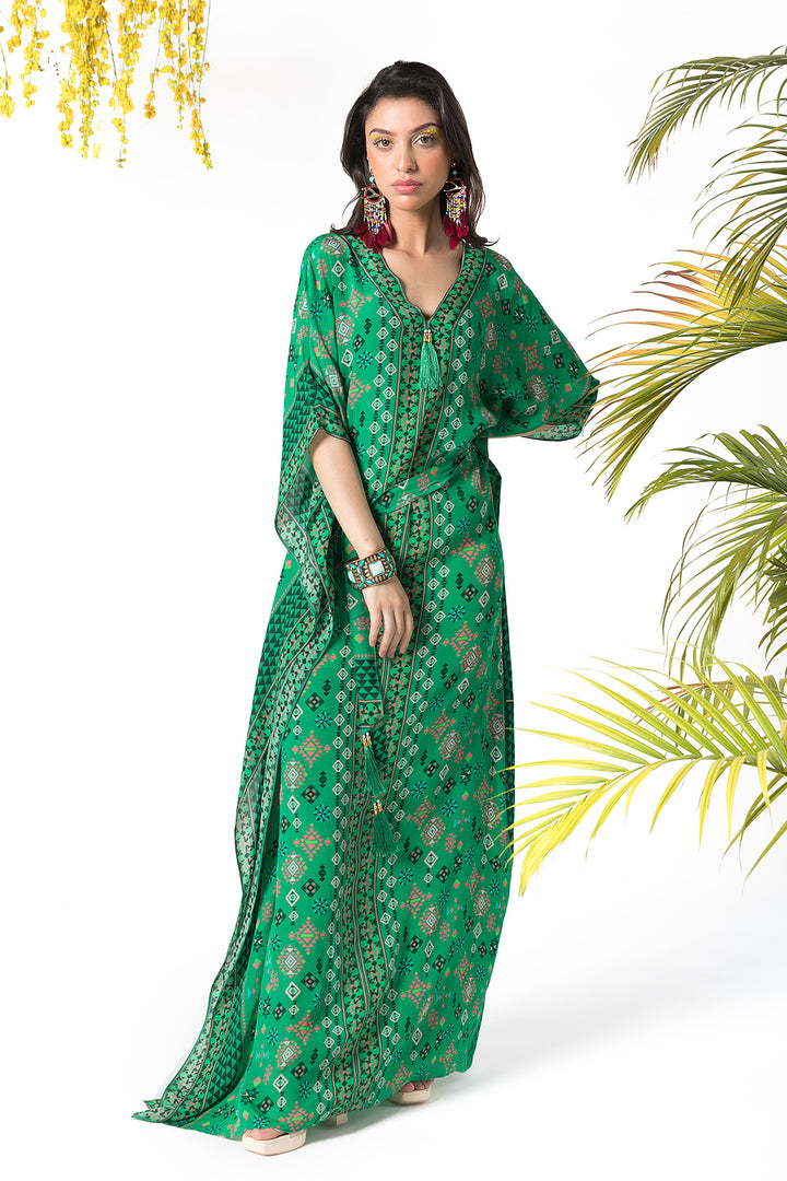 Green Printed Kaftan