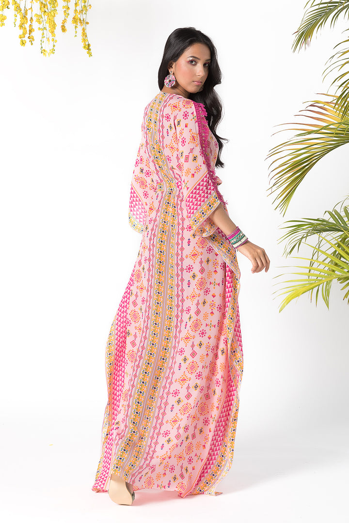 Pink Printed Kaftan