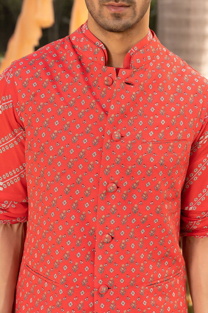 Red Printed Bundi