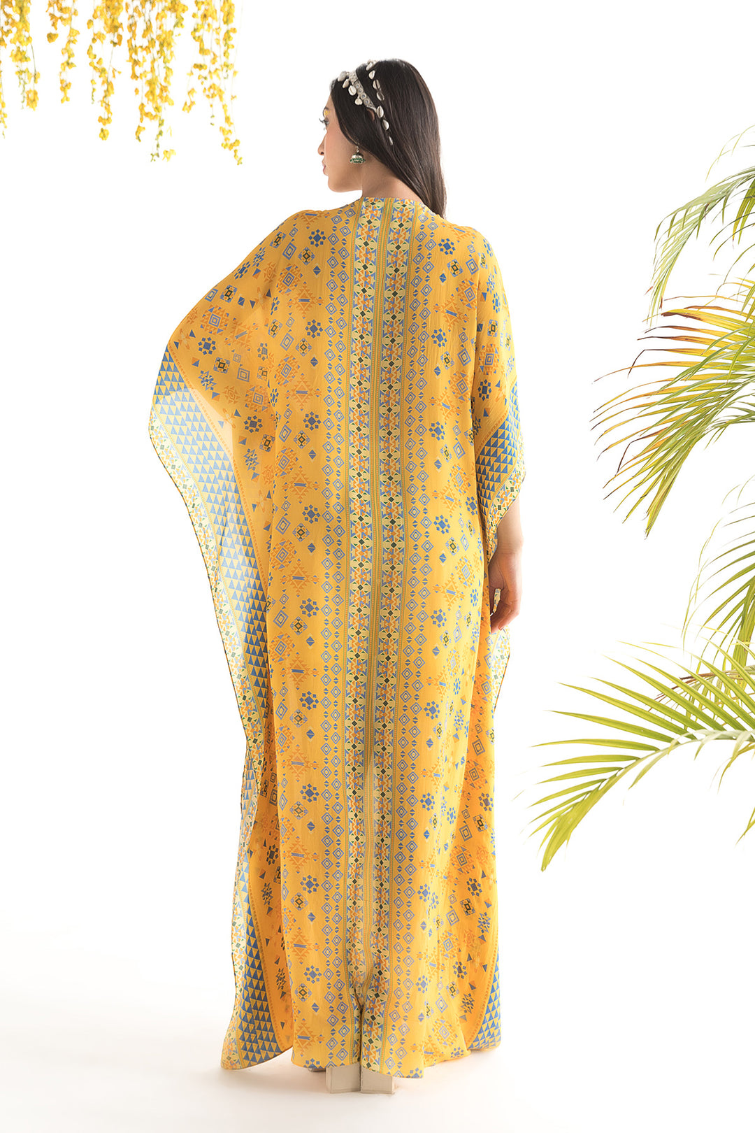 Yellow Printed Kaftan