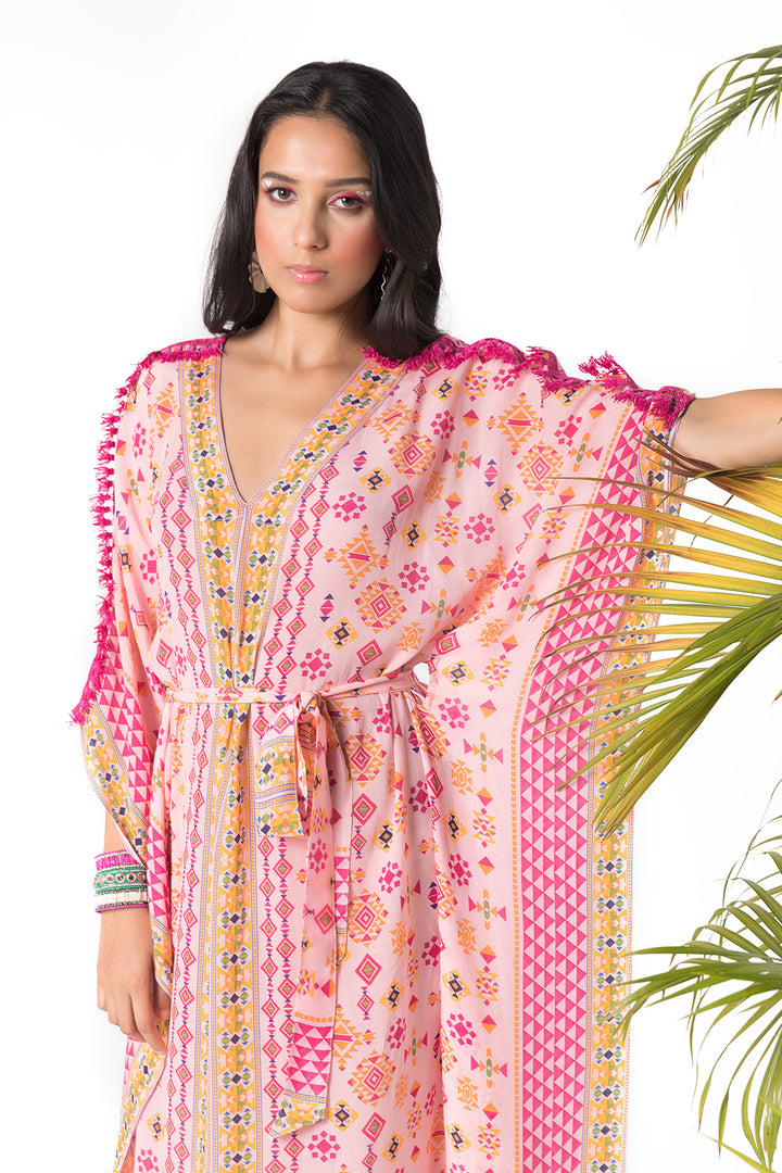 Pink Printed Kaftan