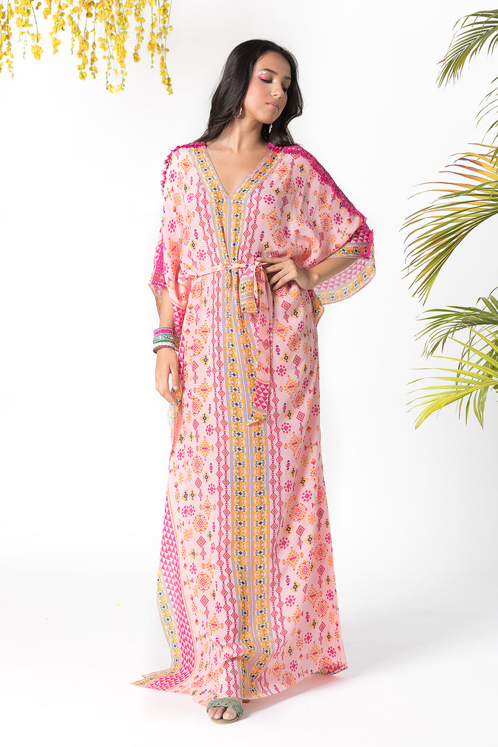 Pink Printed Kaftan