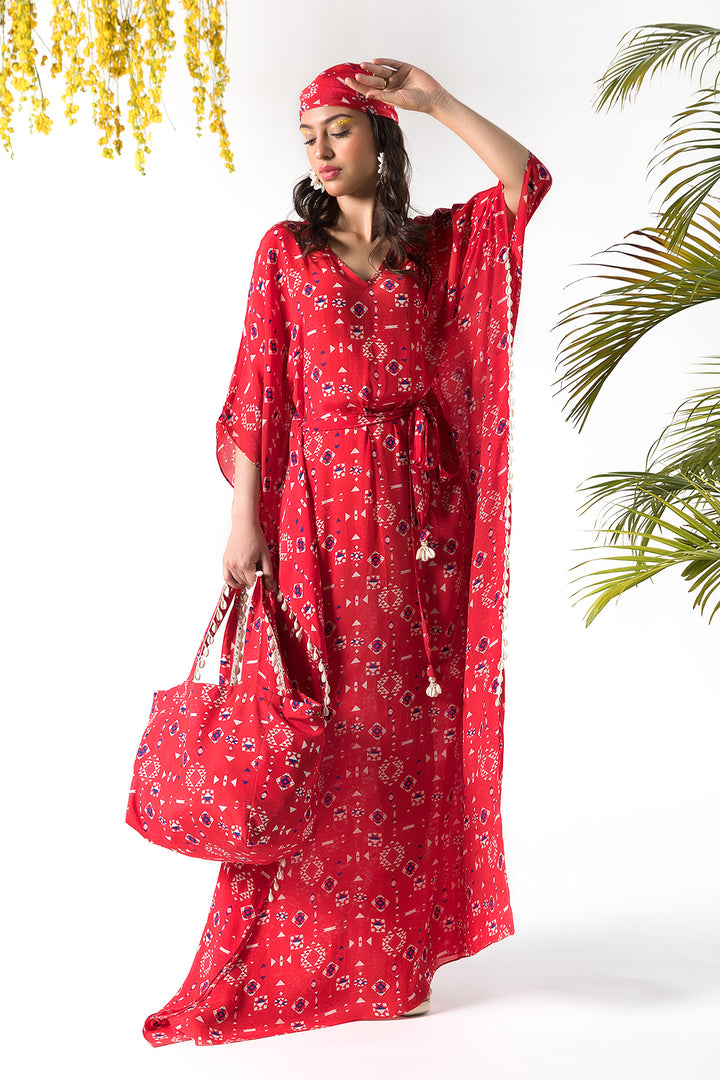 Red Printed Kaftan