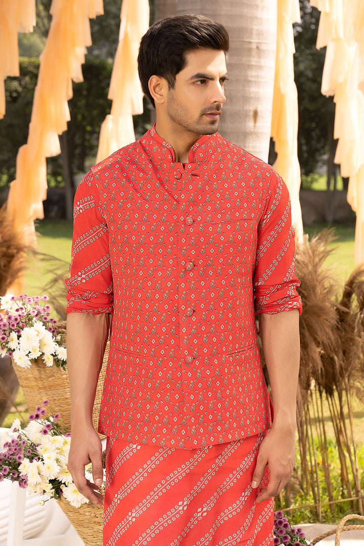 Red Printed Bundi