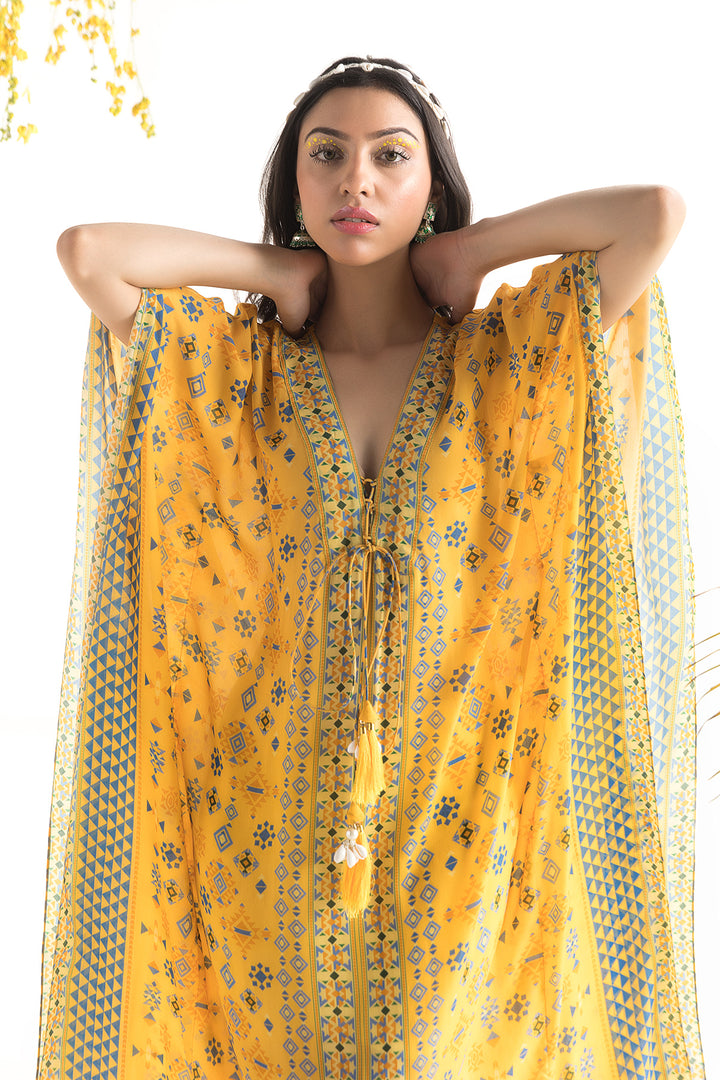 Yellow Printed Kaftan