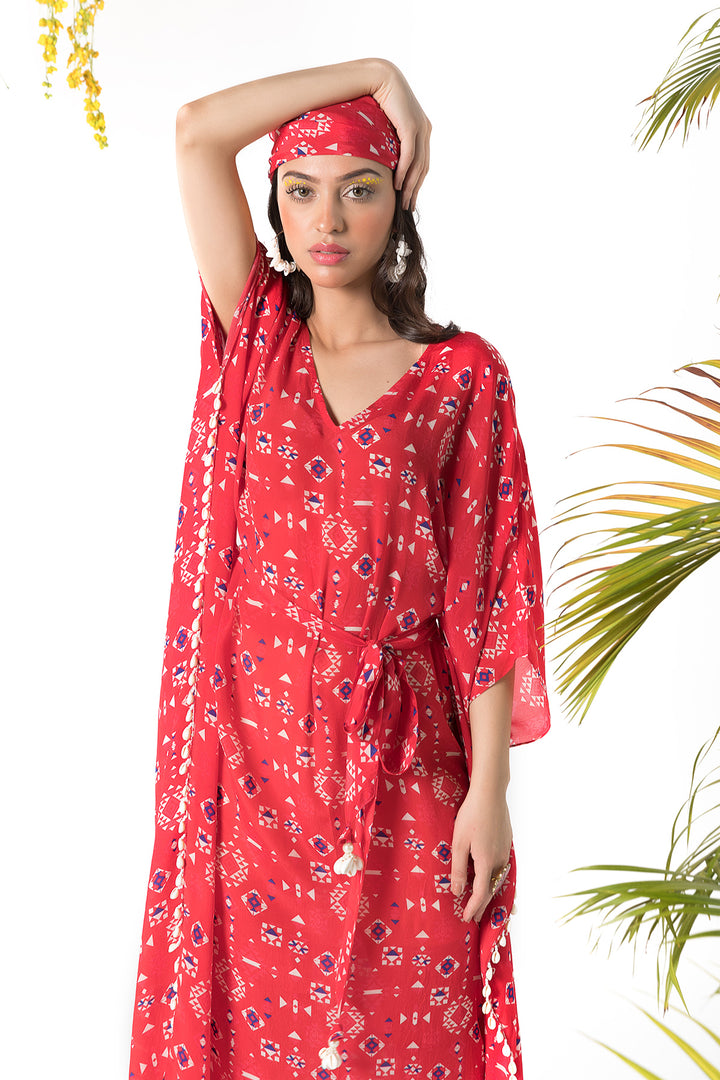 Red Printed Kaftan