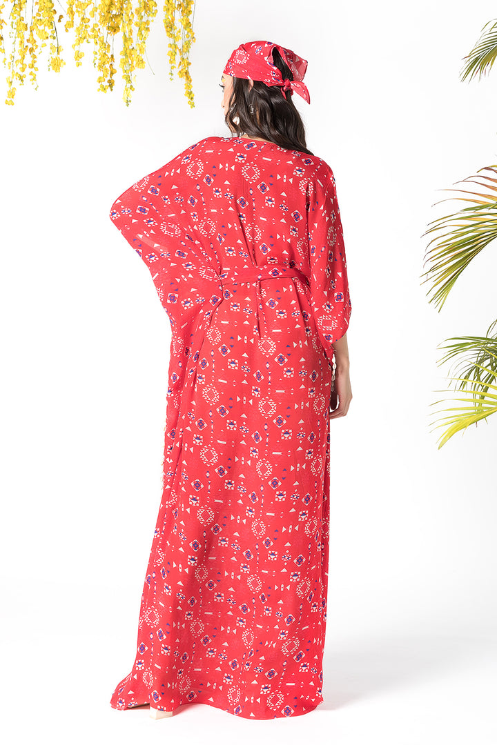 Red Printed Kaftan