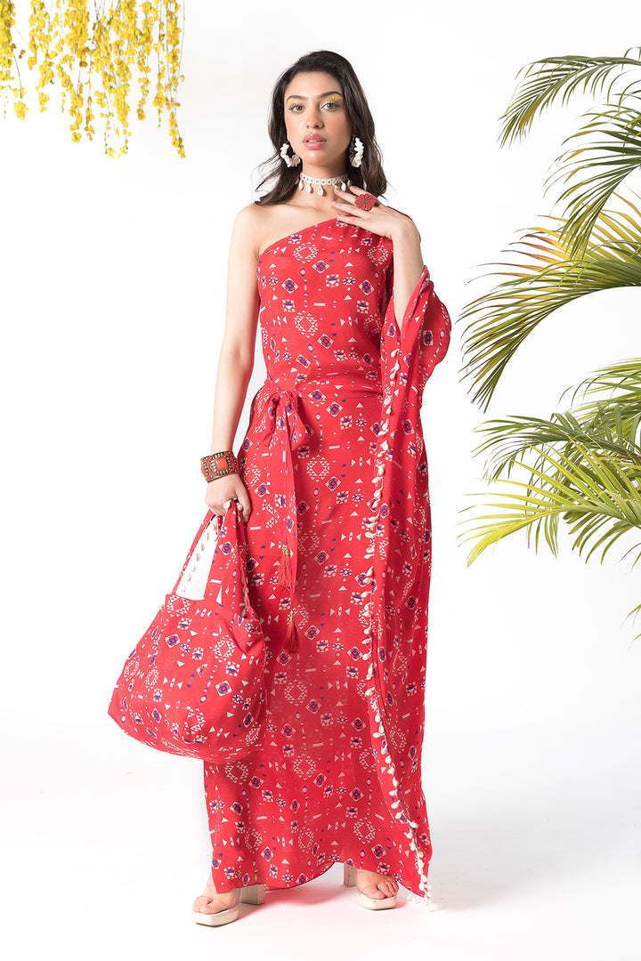 Red Printed Kaftan