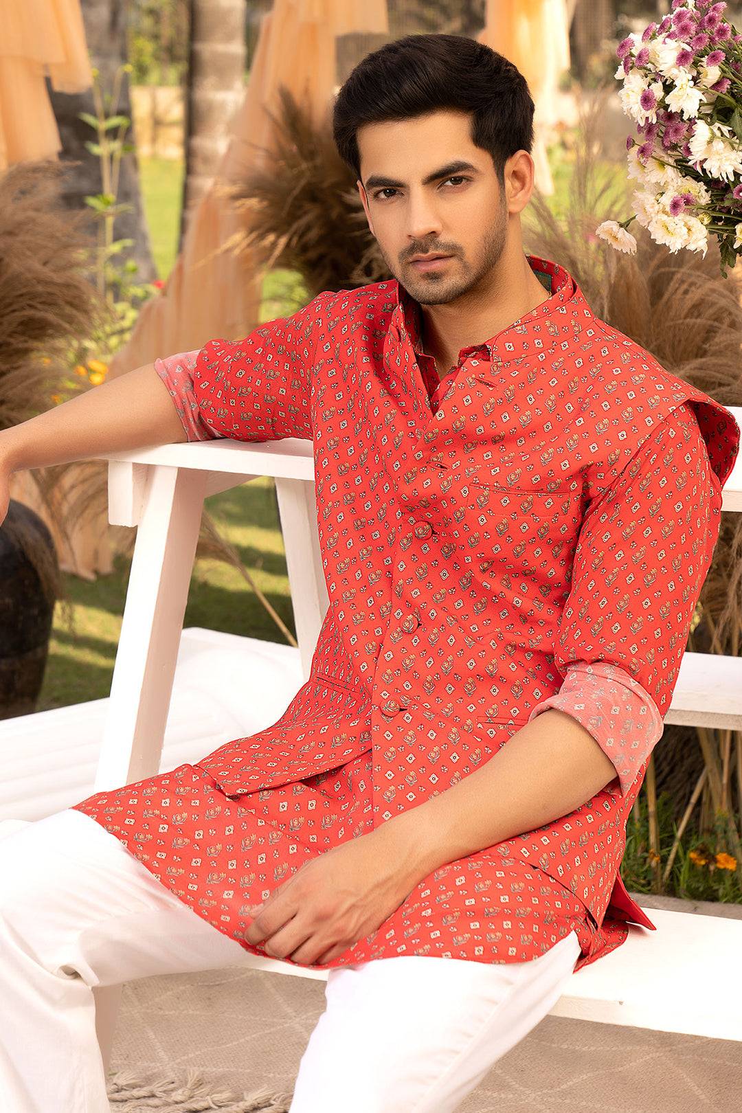 Red Bootie Printed Kurta Set