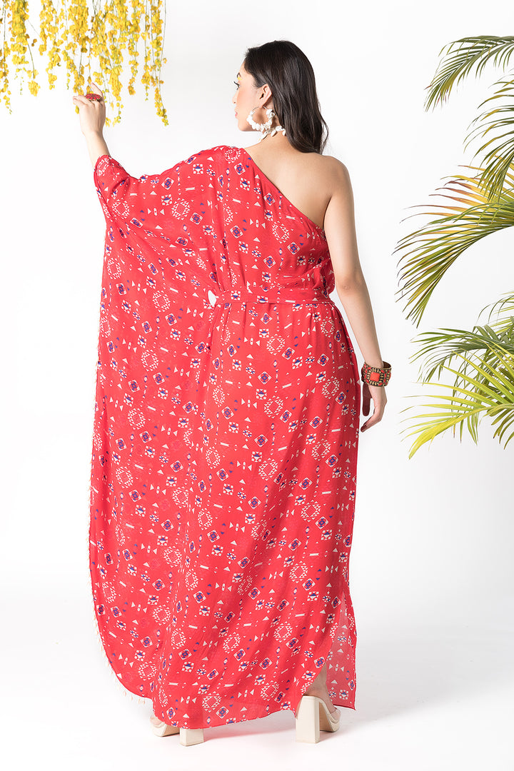 Red Printed Kaftan