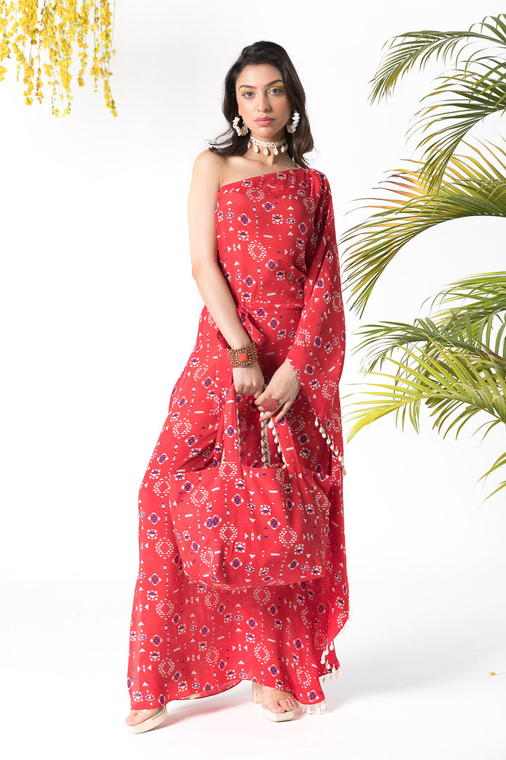 Red Printed Kaftan