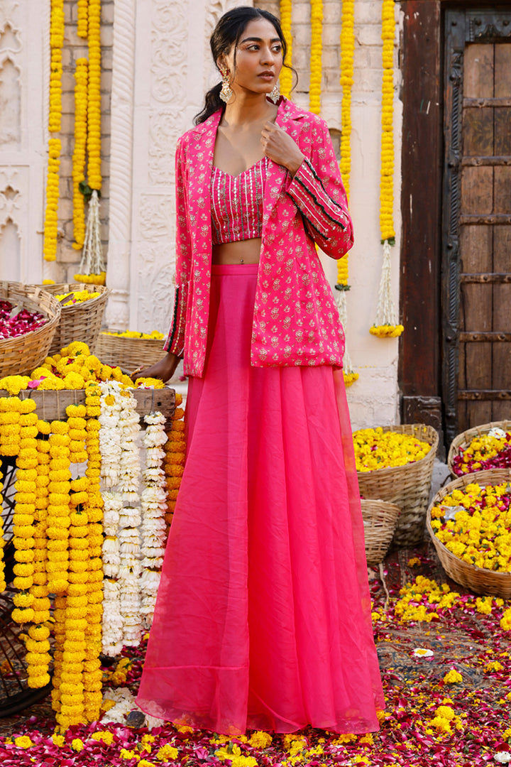 Hot Pink Skirt With Jacket