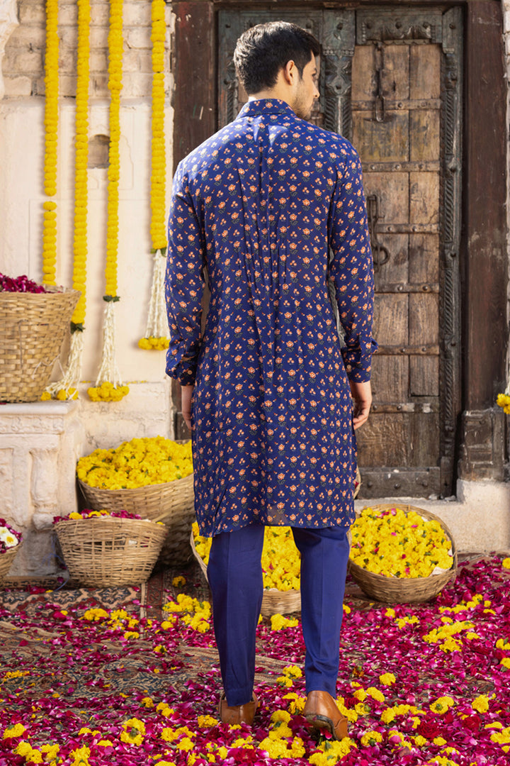 Royal Blue Printed Kurta Set