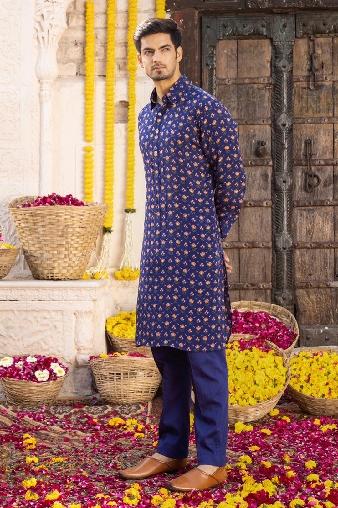 Royal Blue Printed Kurta Set