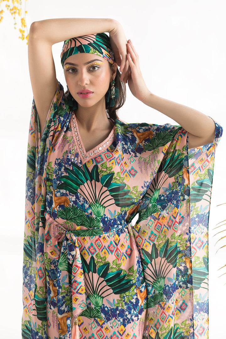 Pink Jungle Printed Kaftan