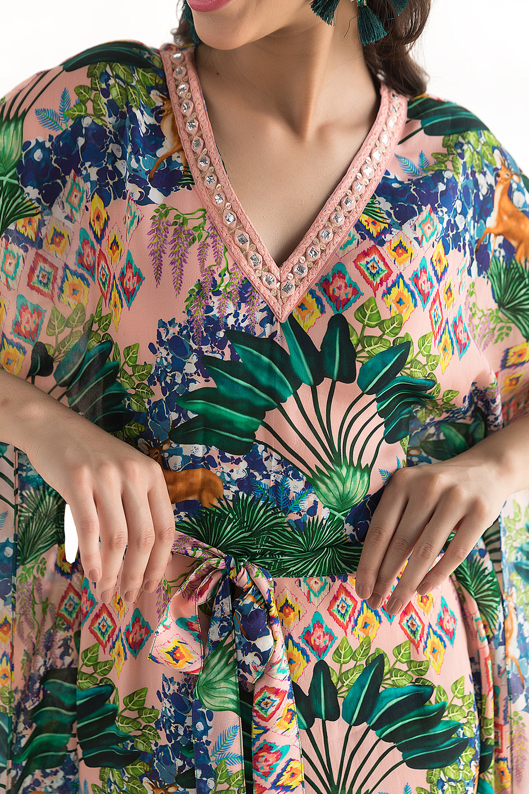 Pink Jungle Printed Kaftan