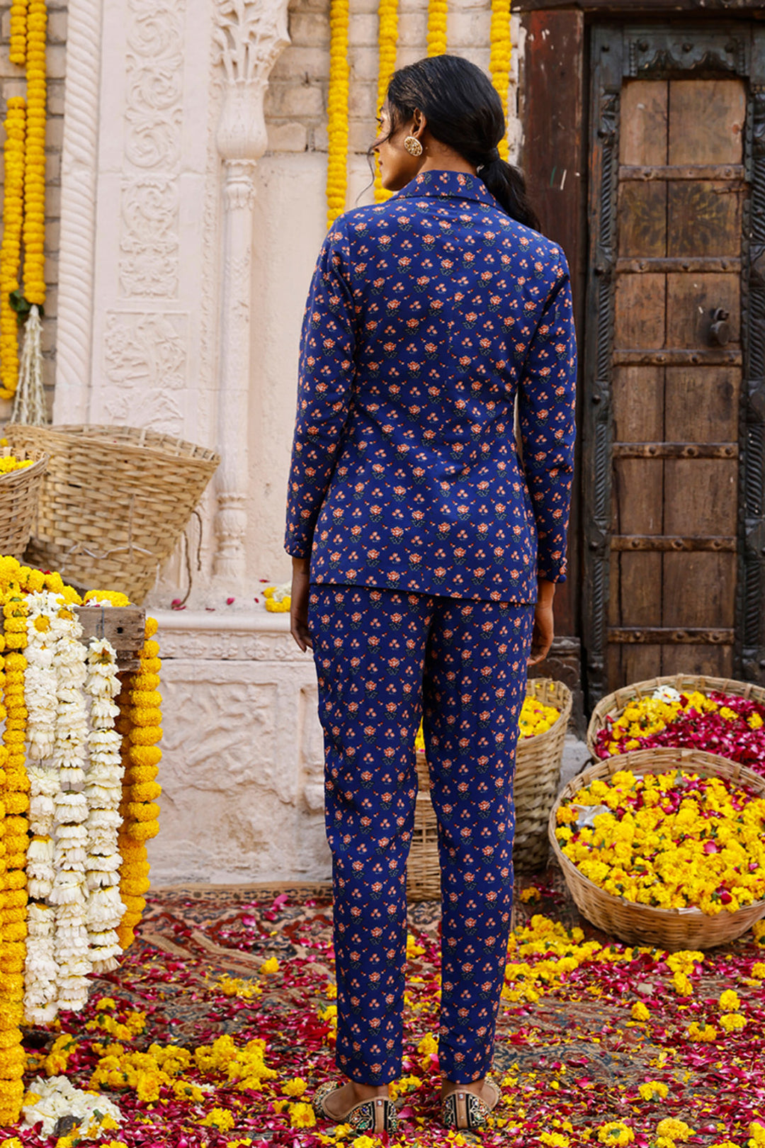 Royal Blue Printed Pant Suit