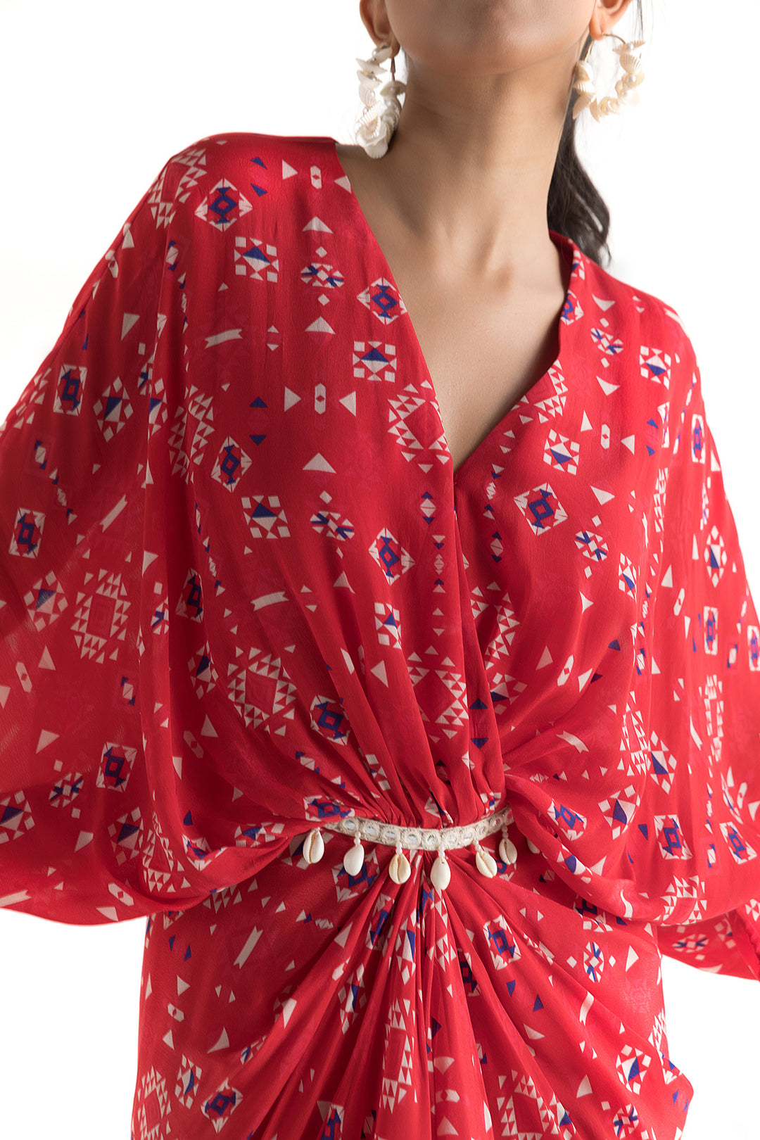 Red Printed Kaftan Dress