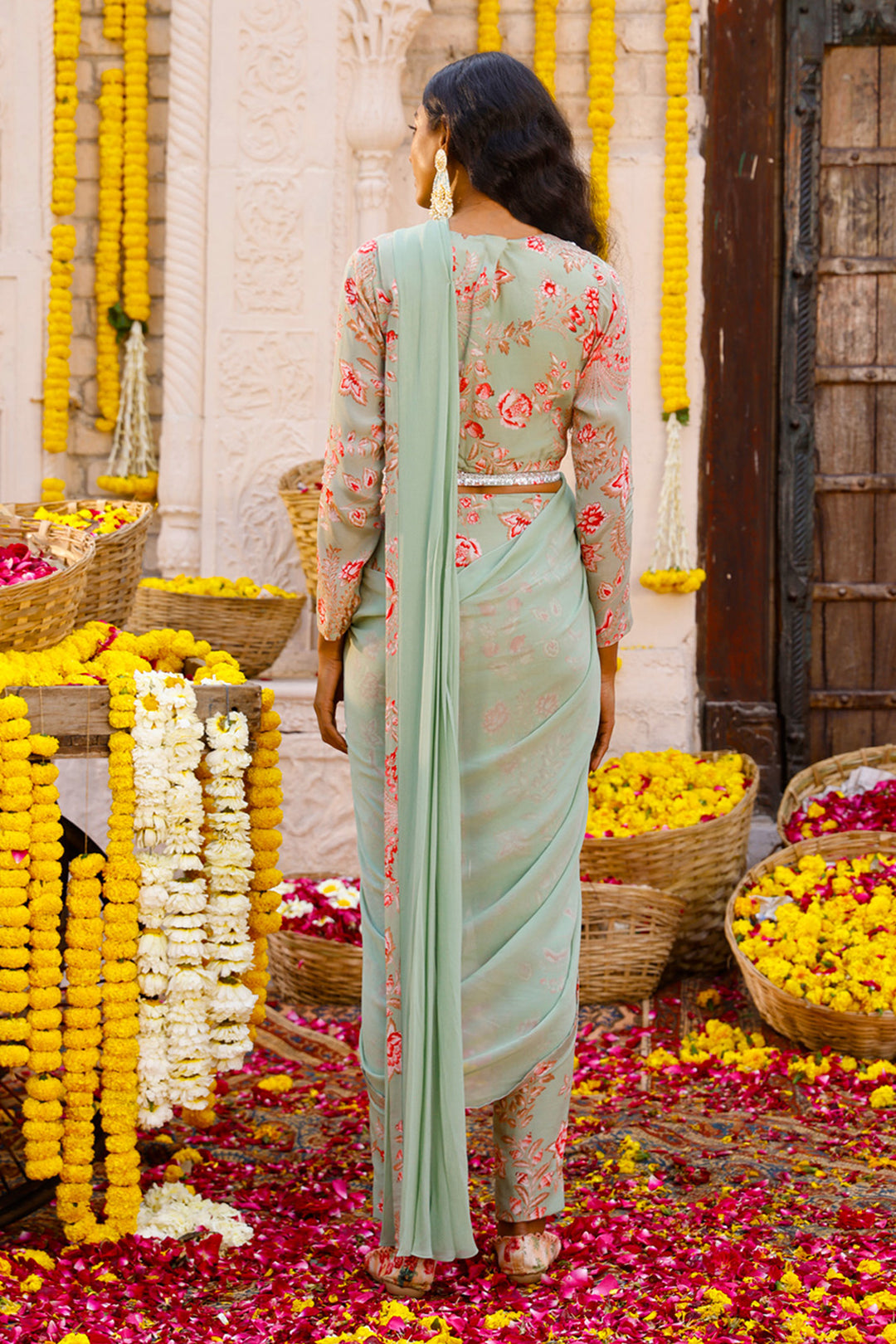 Sage Green Pant Saree