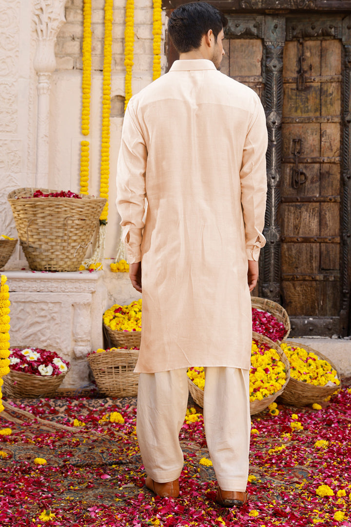 Beige Pathani Kurta Set