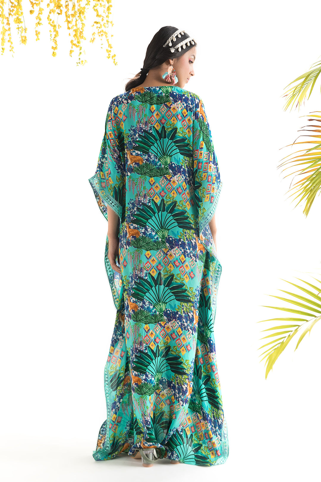 Aqua Blue Printed Kaftan