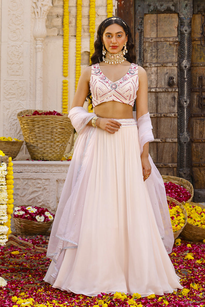 Light Peach Lehenga Set