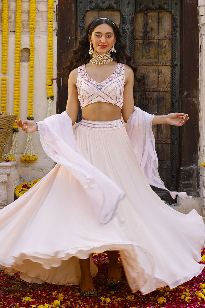 Light Peach Lehenga Set