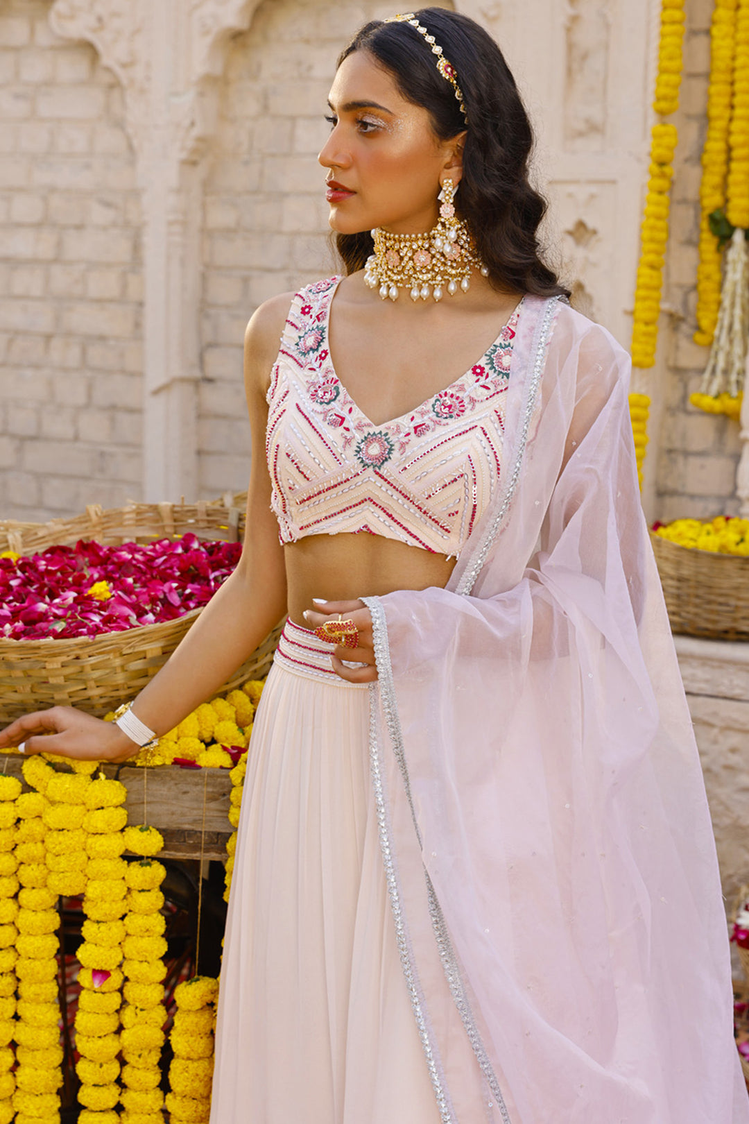 Light Peach Lehenga Set