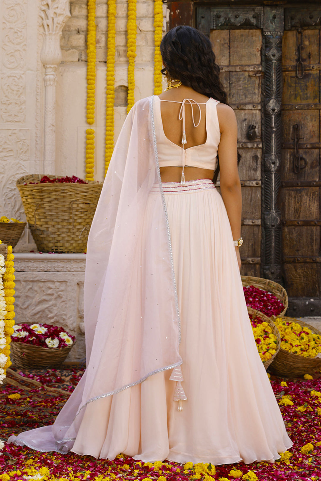 Light Peach Lehenga Set