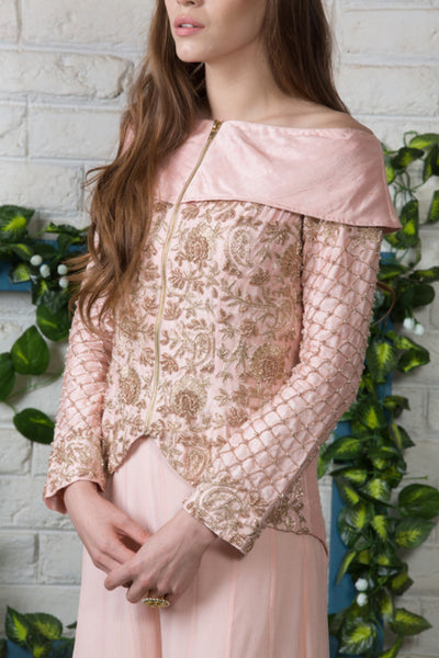 Light Pink Off Shoulder Jacket With Palazzo