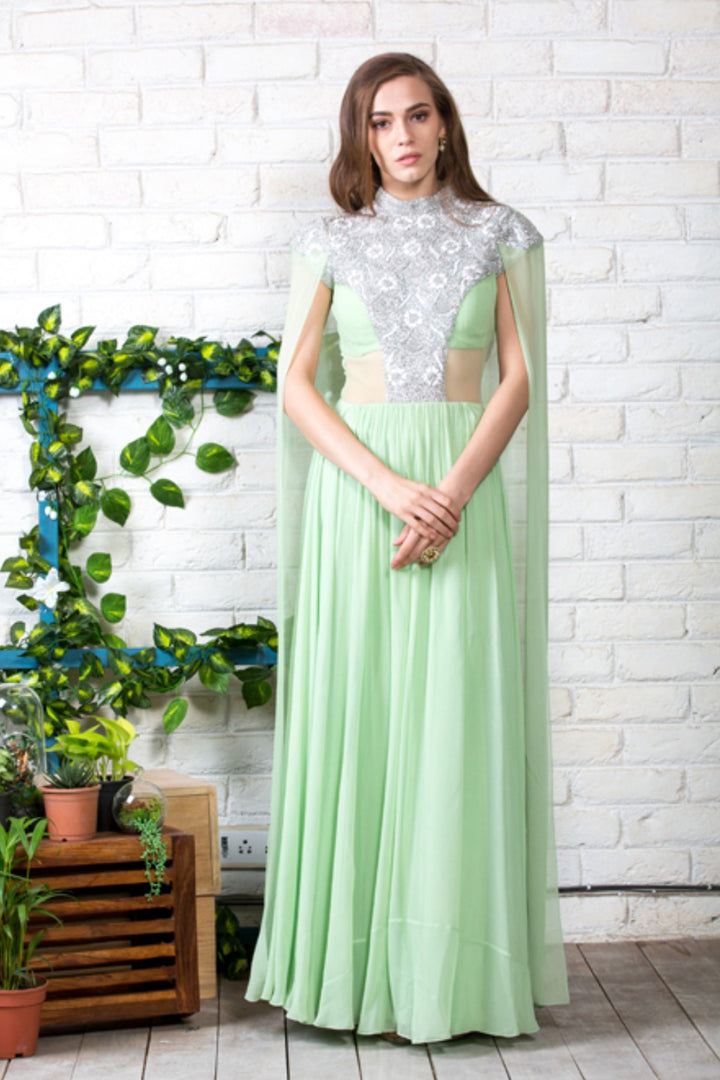 Mint Green Cape Anarkali