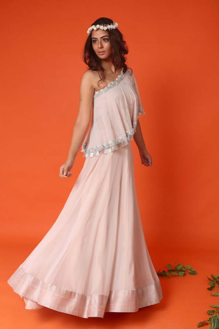 Nude One Shoulder Anarkali