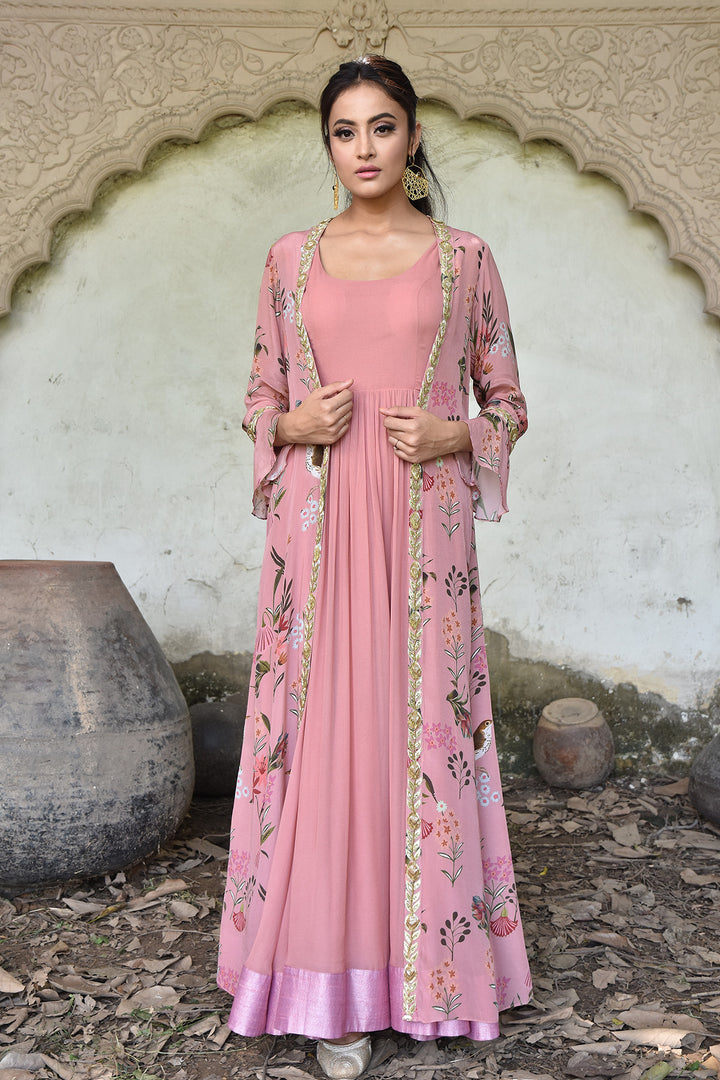 Pink Anarkali With Jacket