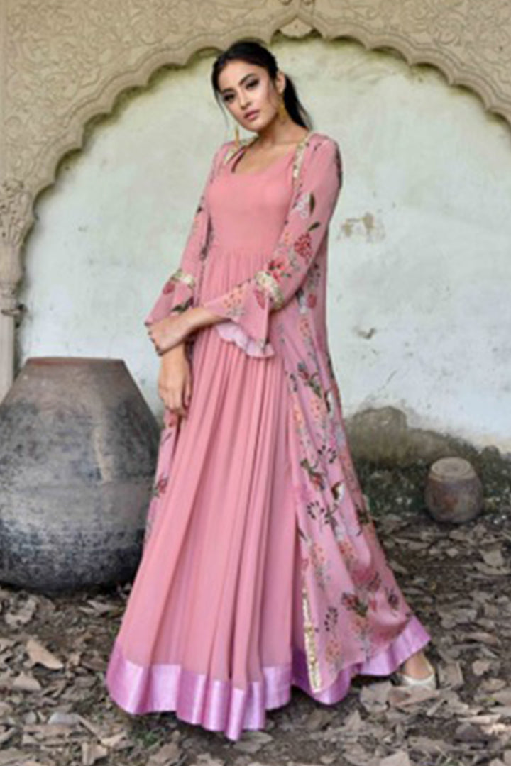 Pink Anarkali With Jacket