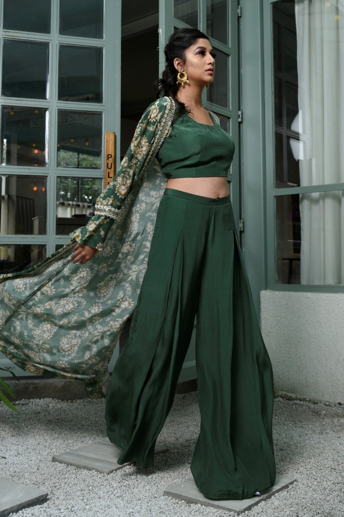 Palazzo Pants Plazo With Crop Top And Jacket Indo Western Long