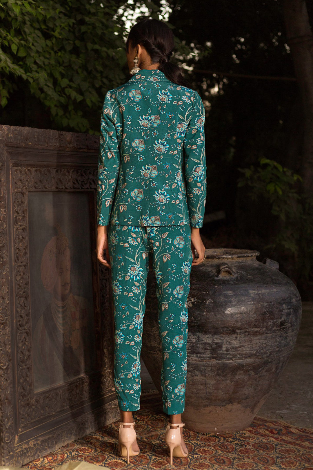 Teal Printed Pant Suit