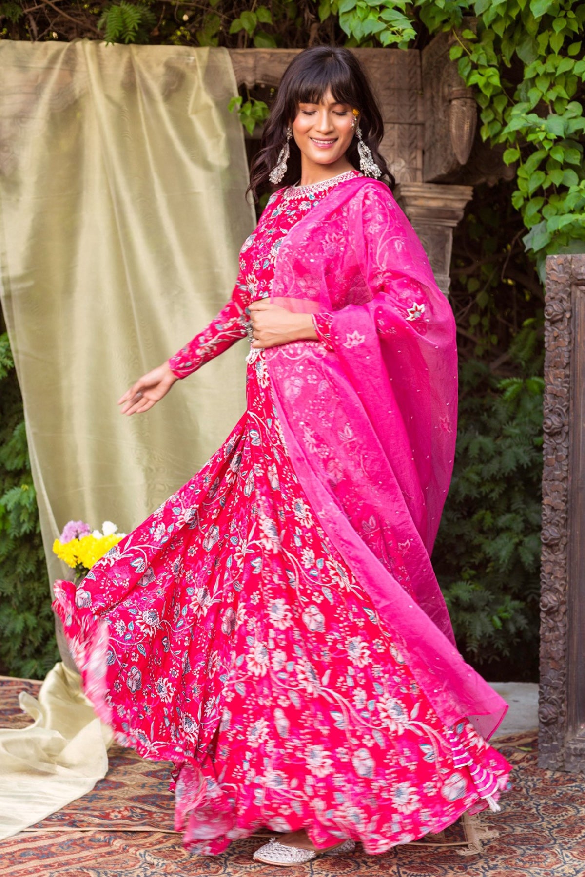 Actress Prachi Desai In Our Red Printed Lehenga Set