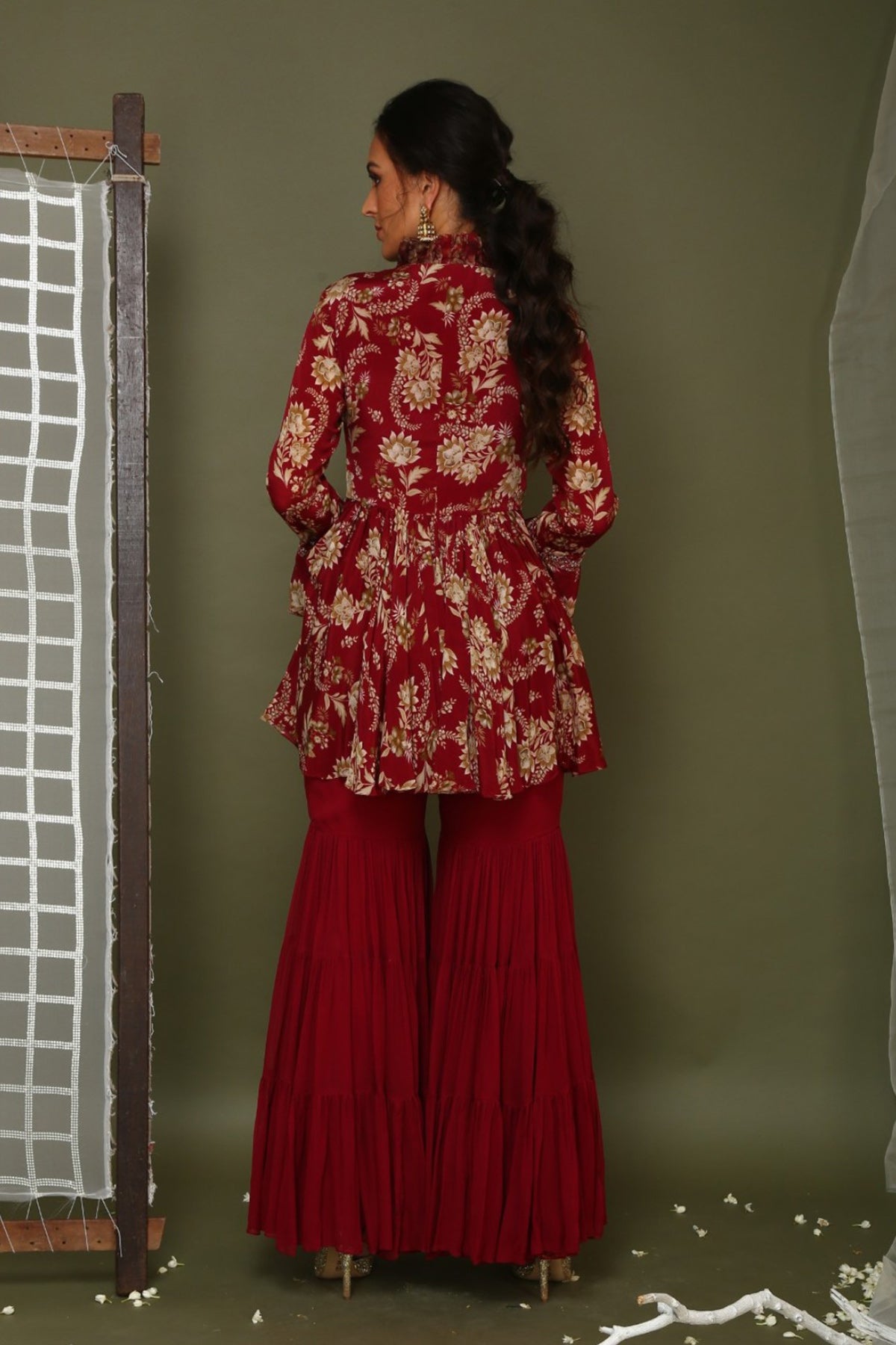 Actress Archana Puran Singh In Our Maroon Printed Sharara Set