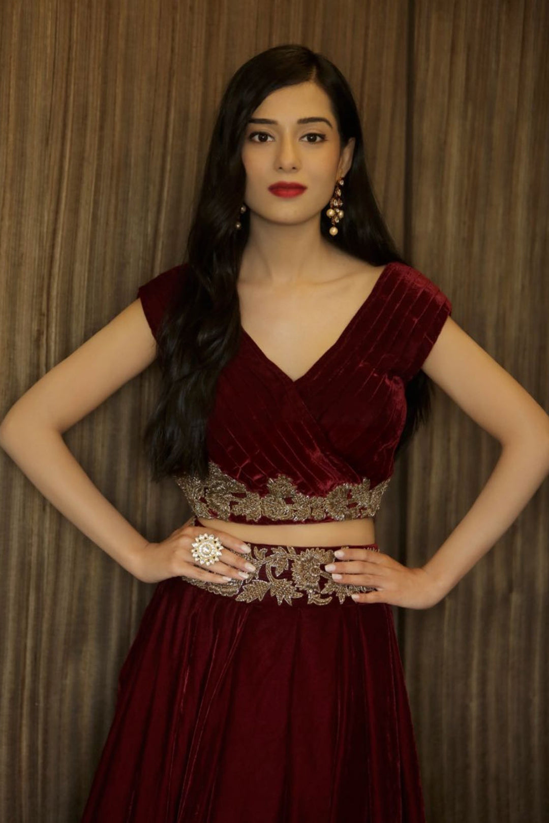 Actress Amrita Rao In Our Maroon Lehenga