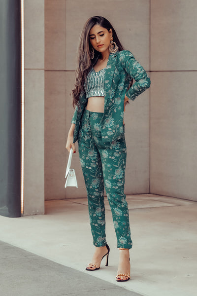 Shivani Raina In Teal Printed Pant Suit