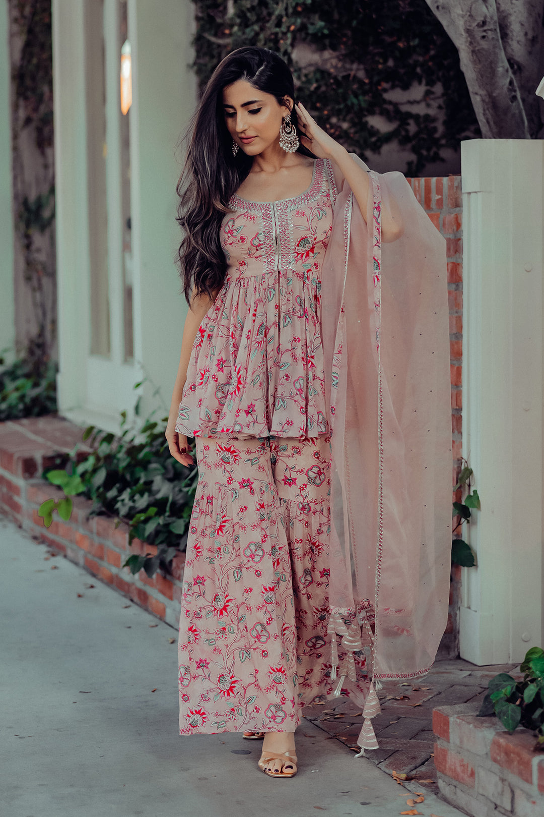 Shivani Raina In Light Pink Printed Kurta And Sharara With Dupatta