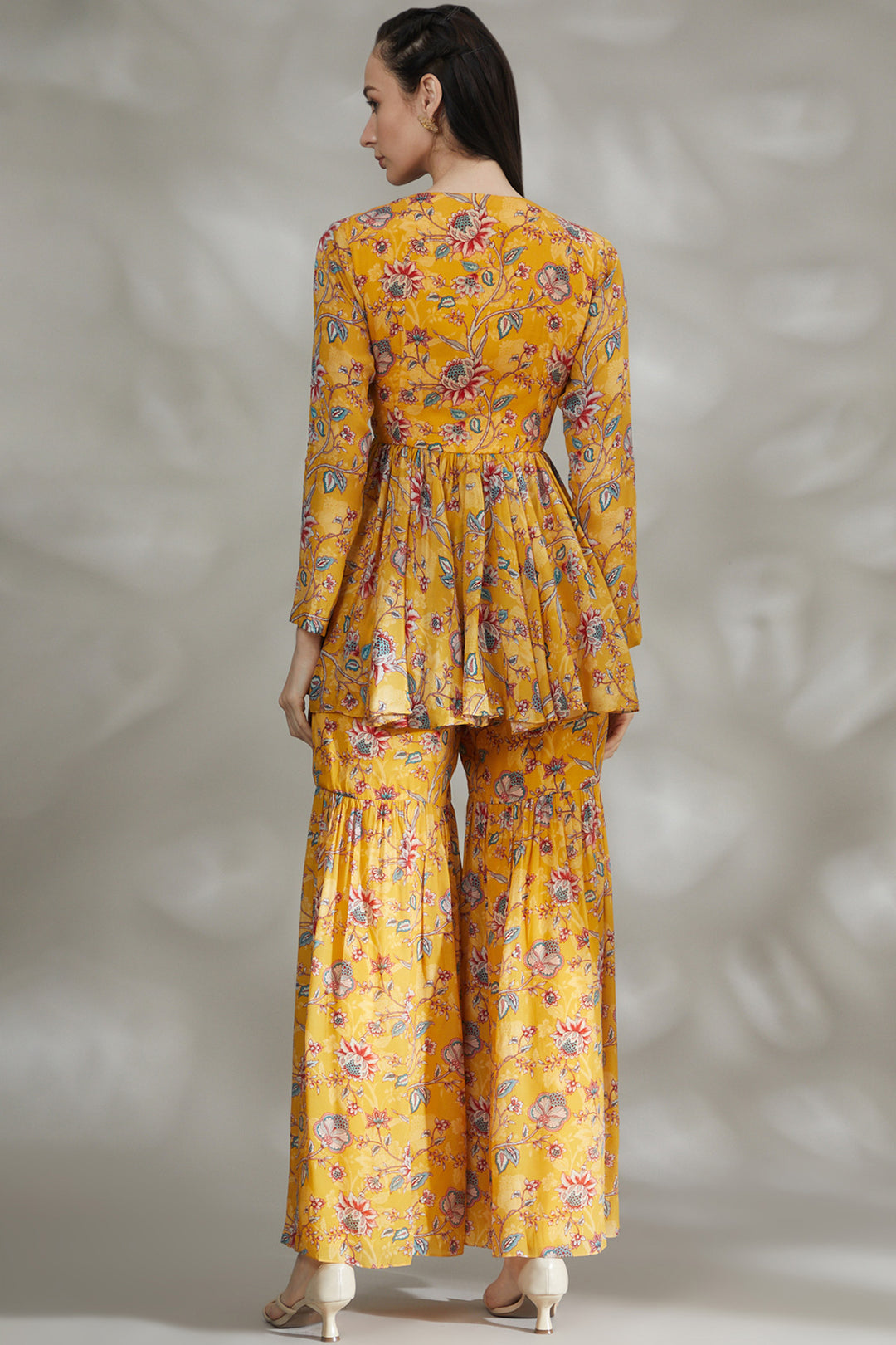 Yellow Printed Sharara Set