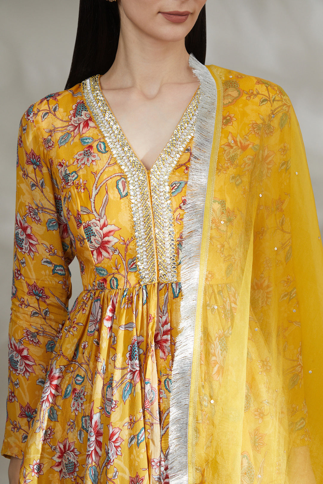 Yellow Printed Sharara Set