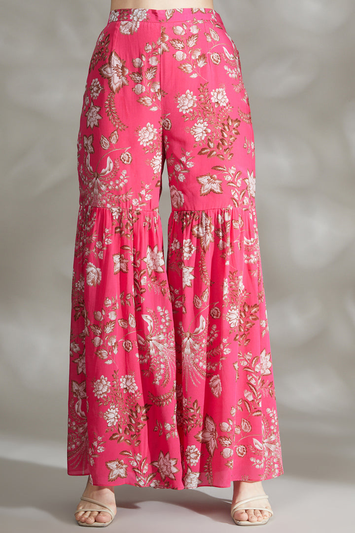 Hot Pink Printed Sharara Set