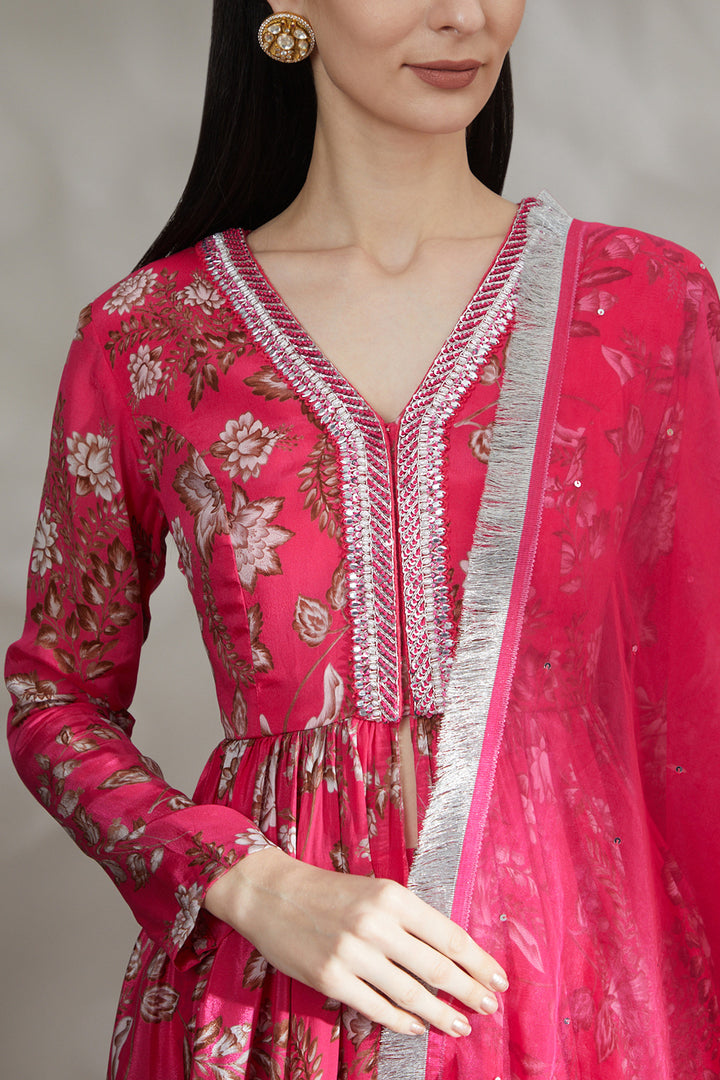 Hot Pink Printed Sharara Set