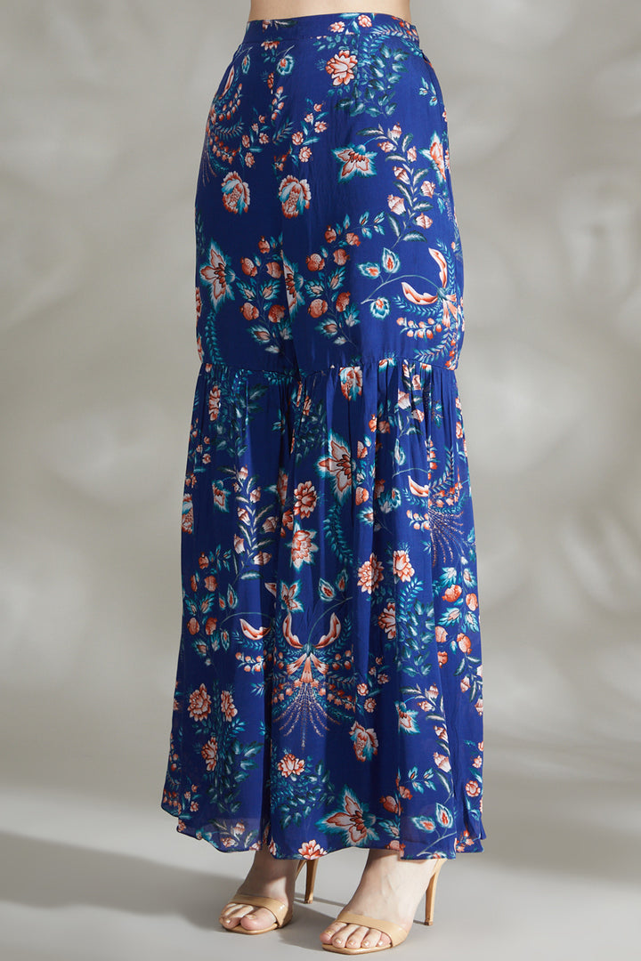 Royal Blue Printed Sharara Set