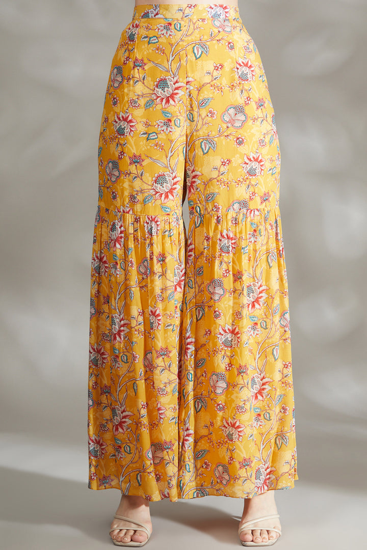 Yellow Printed Sharara Set