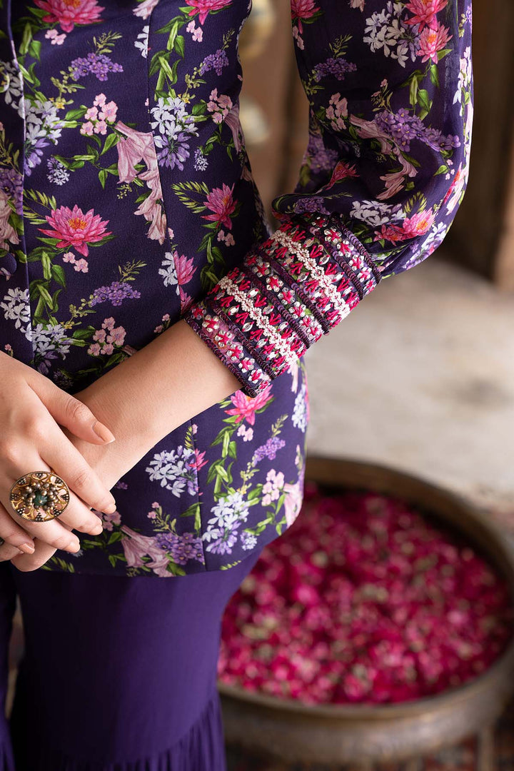 Purple Printed Jacket And Sharara